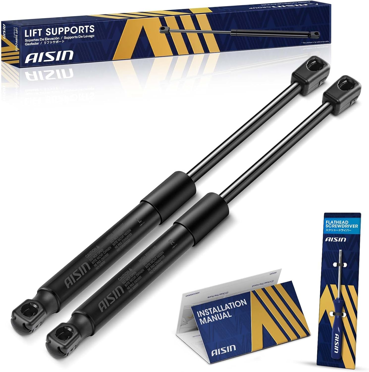 AISIN AFTERMARKET GASLR-01104 Front Hood Lift Supports Shock Struts - Compatible with Land Rover Range Rover Evoque 2012-2019 - Set of 2