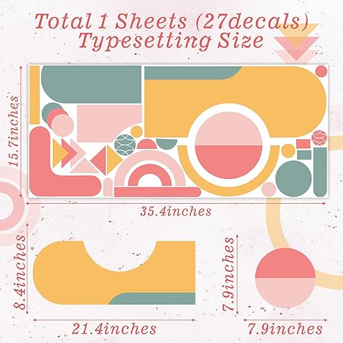 Miniatura 2 de Kazova Calcomanía de pared bohemia para despegar y pegar, estilo bohemio, arte de pared moderno para sala de estar, arte de pared de arco iris,