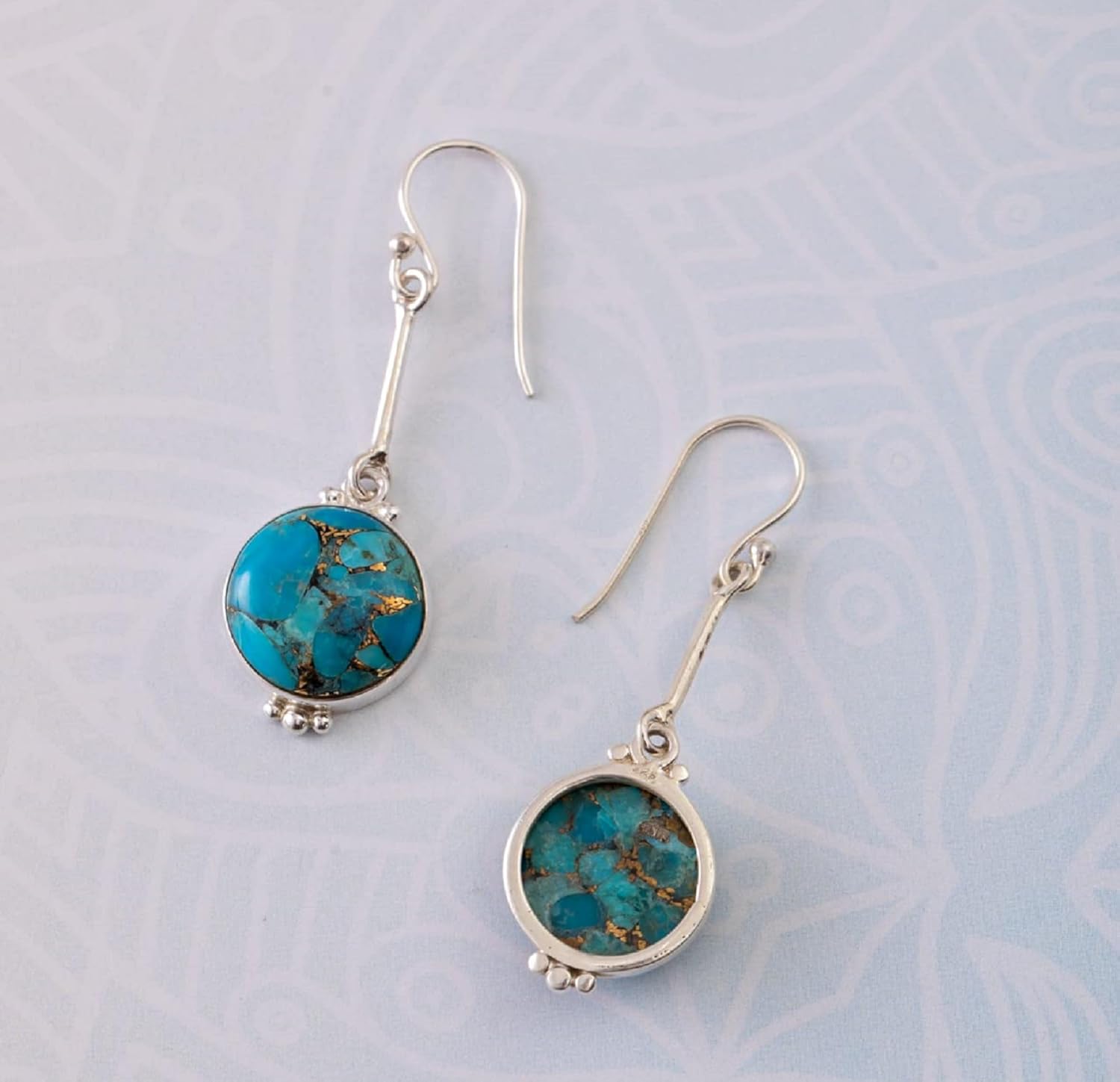 Turquoise Earrings 925 Sterling Silver Drop Dangle Earrings for Women Western Boho Earrings Southwest Turquoise Jewelry Birthday Gifts for Women - Image 3