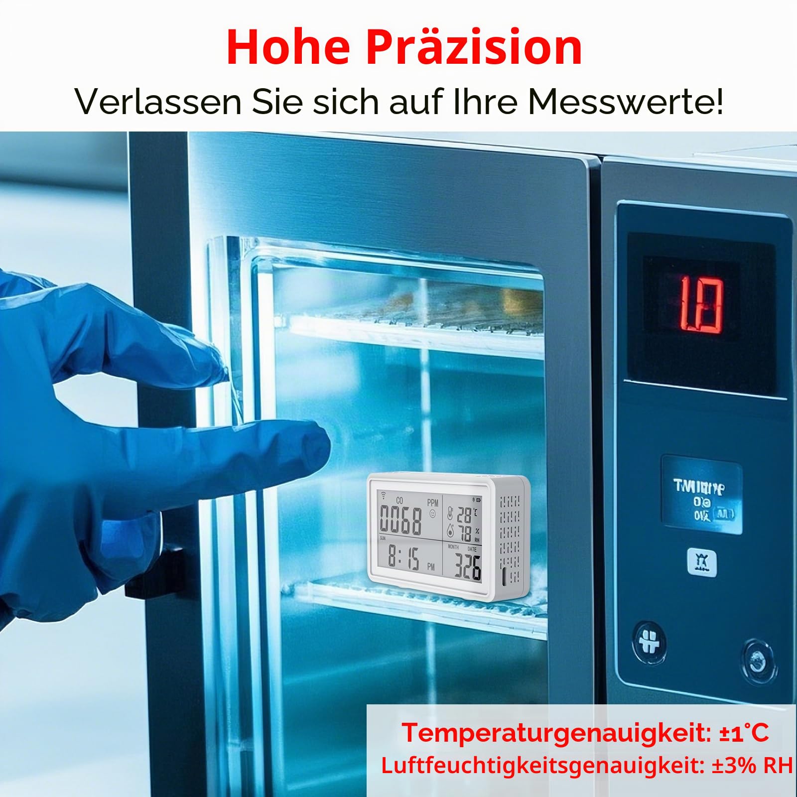 Tuya WiFi Tragbarer 3-in-1-Kohlenmonoxid,Temperatur Feuchtigkeitsdetektor,Kabelloses Digitales Hygrometer Thermometer,Temperatur Feuchtigkeitsmonitor,CO Alarm Detektor für Zuhause,Keller,Kinderzimmer