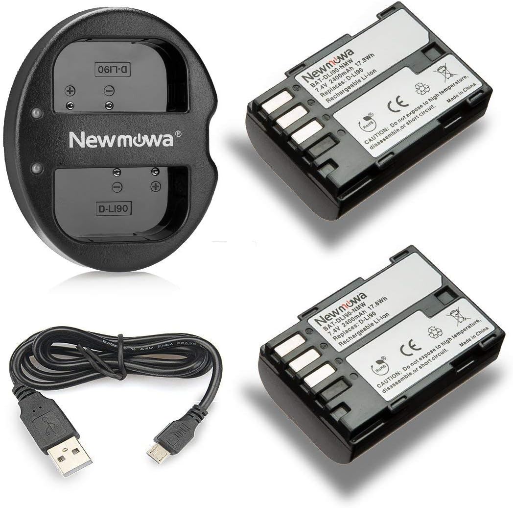 – Newmowa D-Li90 Replacement Battery (2-Pack) and Dual USB Charger for Pentax D-LI90 and Pentax 645D, 645Z, K-01, k-1,K-3, K-5, K-5 II, K-5 IIs, K-7