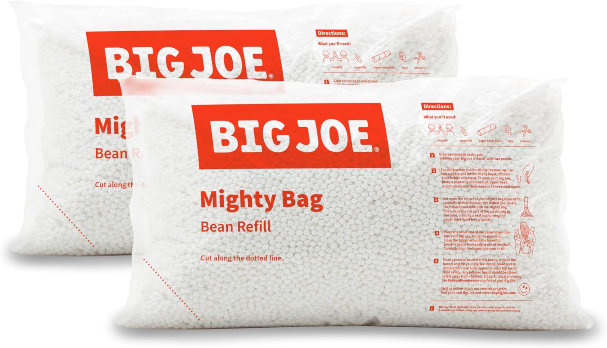 Big Joe Comfort Research UltimaX Bean Bags Refill Pack of 2, 100 L