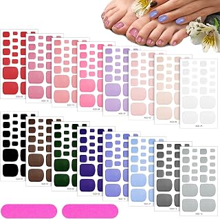 Maitys 352 Pieces 16 Sheets Toenail Polish Stickers Strips Adhesive Toe Nail Wraps Full Wraps Polish Strips DIY Manicure Decal with 2 Pieces Nail Files(Chic Color)