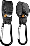 Crochets pour poussette Baby Uma pour suspendre des sacs (paquet de 2) - Clips de caddy universels pour poussette, capacité de 5 kg par clip, grand mousqueton, essentiels de voyage pour bébé, essentiels pour nouvelles mamans, accessoires pour fauteuil roulant