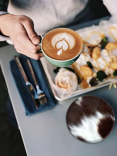 Miniatura 7 de NGF Juego de 6 posavasos de piel de vacuno natural, posavasos redondos de piel de vaca, posavasos de cuero para taza de té, decoración del hogar e