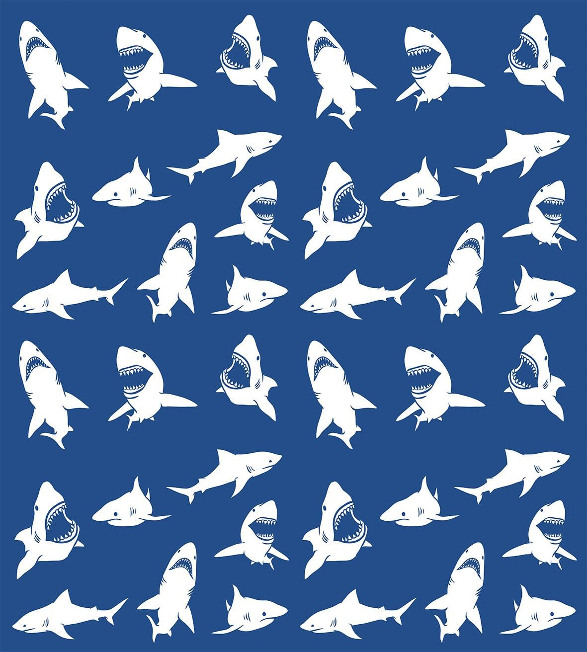 Ambesonne Shark Duvet Cover Set, Shark Pattern with Various Gestures Have a Bite Danger Humor Nautical Design, Decorative 3 Piece Bedding Set with 2 Pillow Shams, Queen Size, Violet Blue