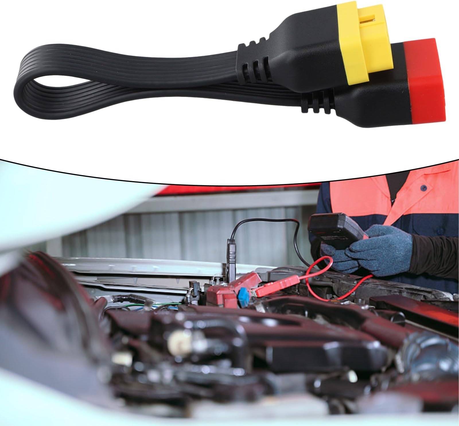 OBD2 Extension Cable 16 Pin Automotive Diagnostic Connector for OBDII-Compliant Vehicles, ABS Construction, Plug-and-Play