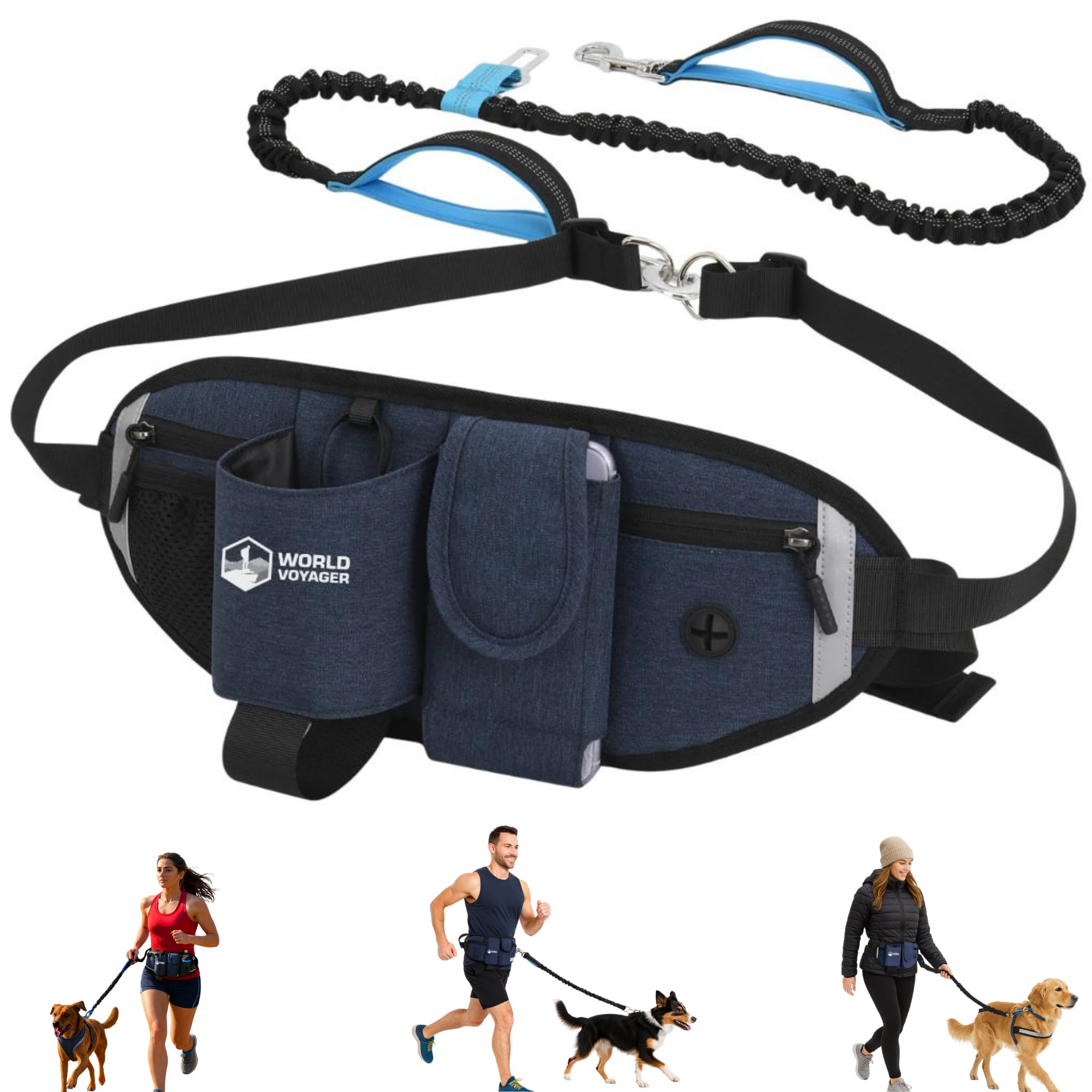 Cinturón para correr con accesorio de correa para perro, equipo de correr manos libres
