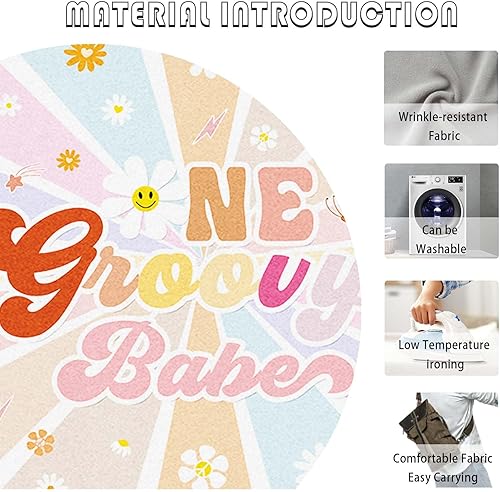 Miniatura 6 de Telón de fondo de feliz cumpleaños de 7 x 5 pies para niña, retro, bohemio, decoración de fiesta de primer cumpleaños, margarita, mariposa, floral,