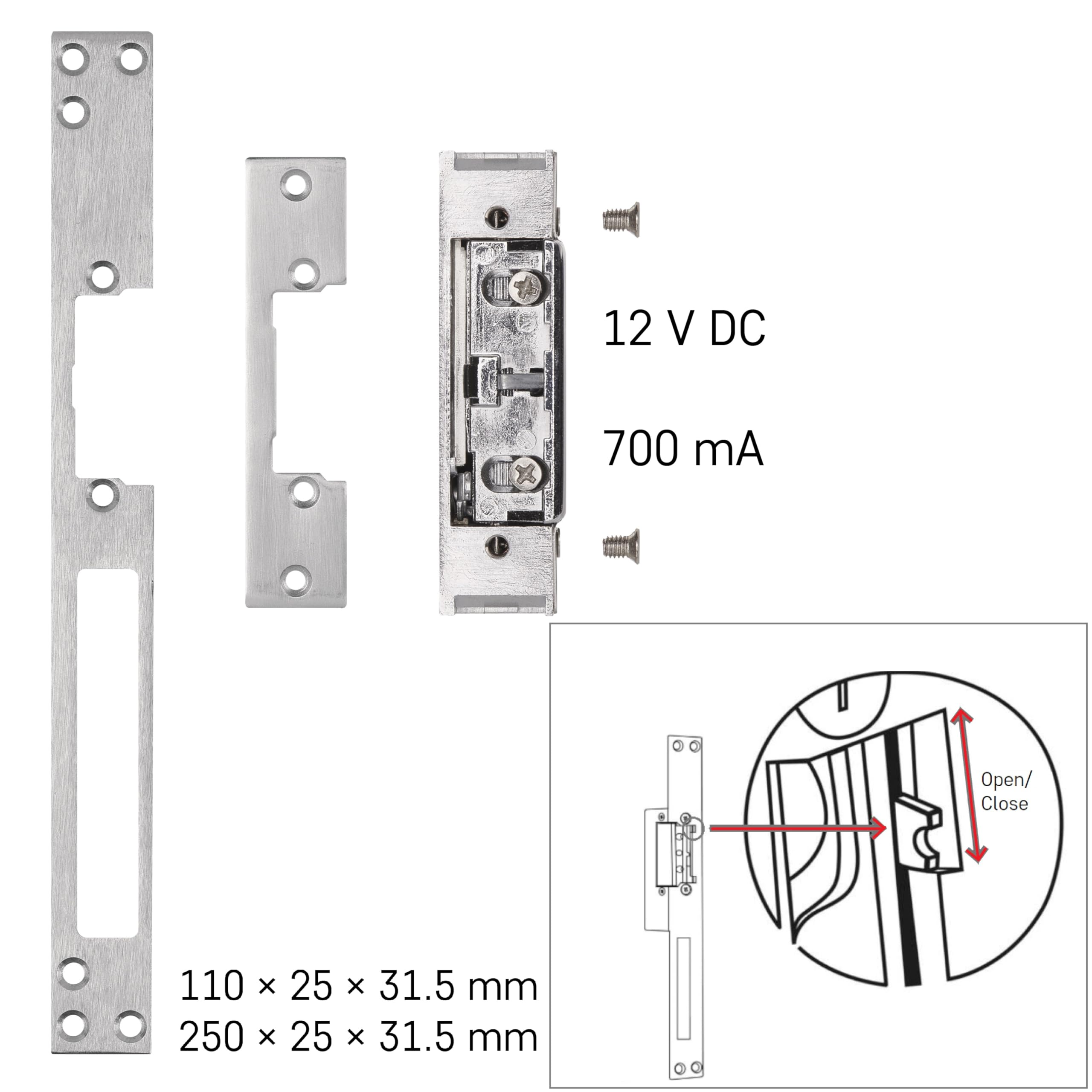 EMOS elektrischer Türöffner mit Drehmomentstift, 12 V / 0,5 A Türschloss mit 2 Lagen offen/geschlossen, kompatibel mit EMOS GoSmart Gegensprechanlagen und Videoklingeln
