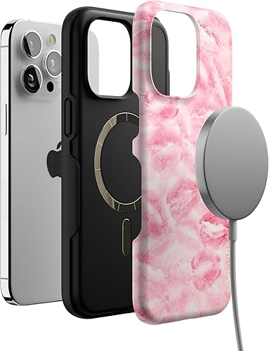Vista 1289 de Casely Funda para iPhone 15 Pro Max Jardín Secreto Flores mixtas Funda atrevida Compatible con MagSafe y botón de acción Secret Garden