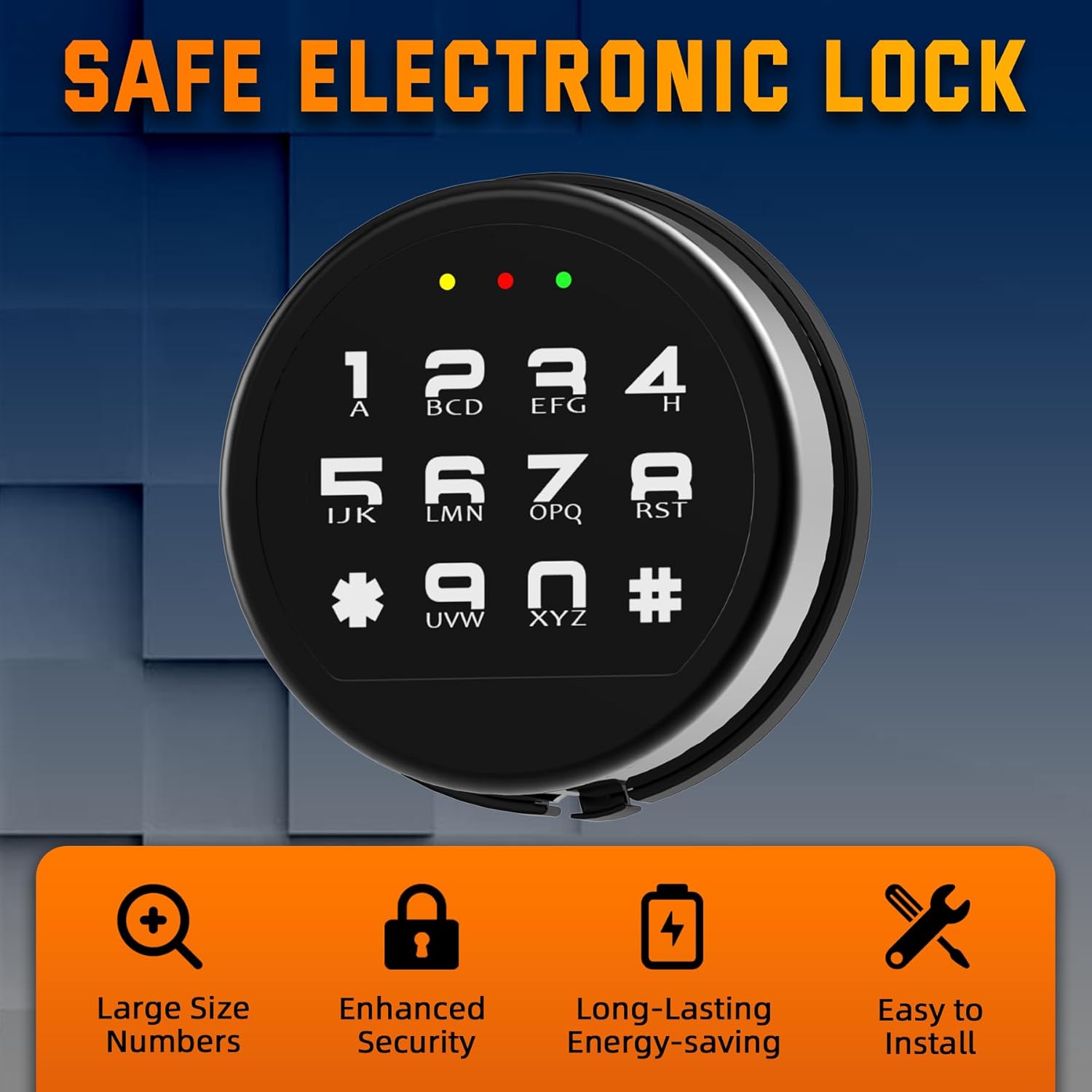 Electronic Safe Lock Replacement Keypad with Solenoid Lock,Programmable Safe Keypad for Quick Secure Access - Fits High-Security Safe Boxes & Cabinets