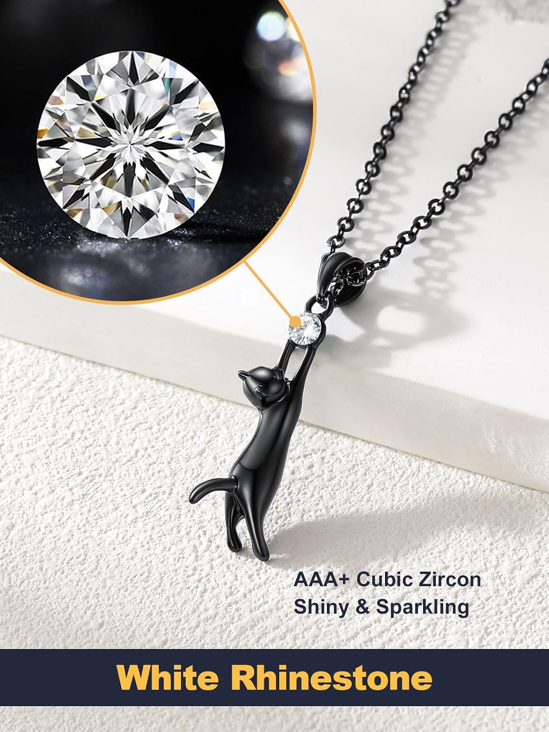 U7 Cat Pendant Necklace for Women Stainless Steel Cute Kitty Cat Jewelry Gift