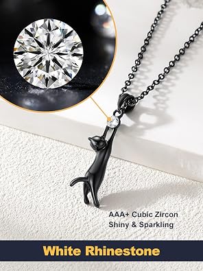 U7 Cat Pendant Necklace for Women Stainless Steel Cute Kitty Cat Jewelry Gift