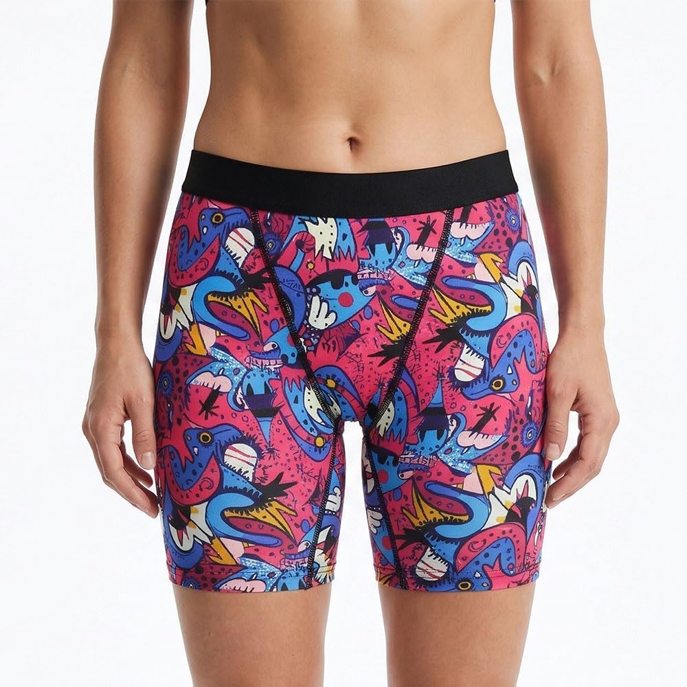 Womens Boxer Briefs Boy Shorts Underwear Recreational Print Comfortable Stretch Panties for Women