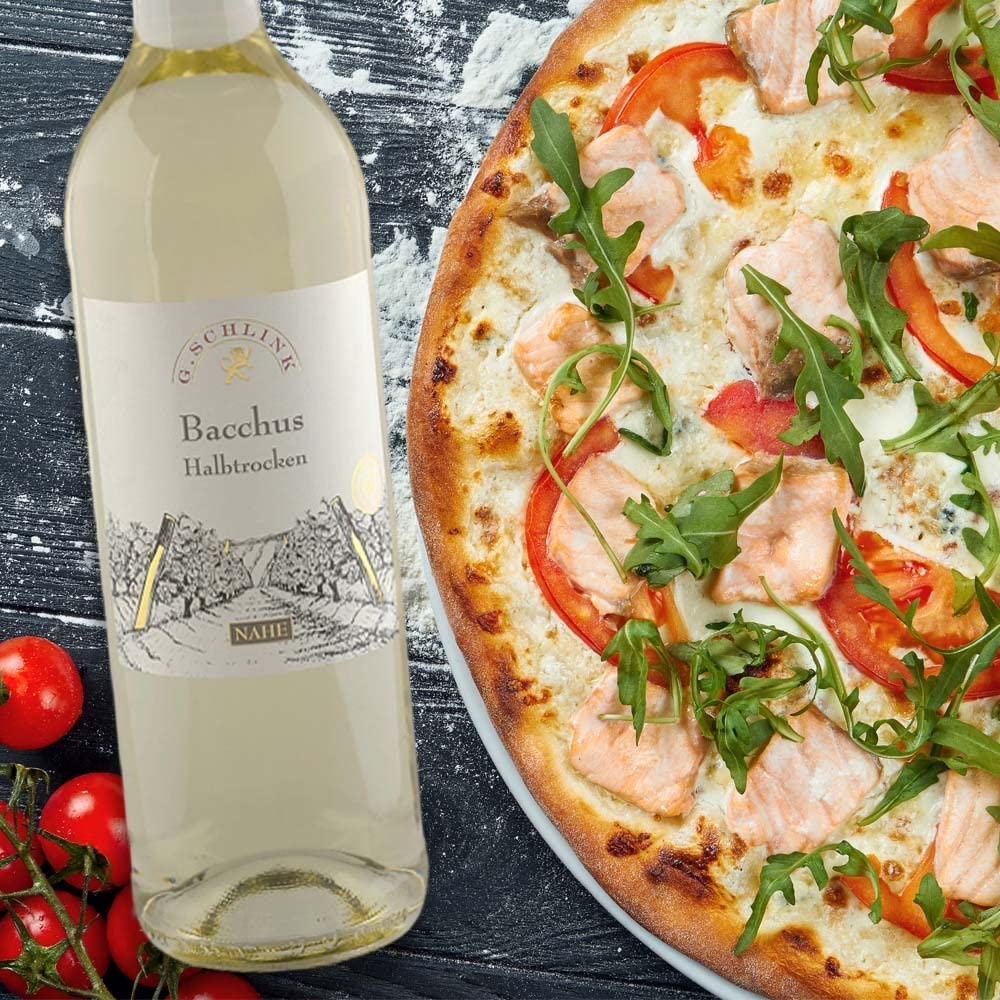 G.Schlink Bacchus QbA, halbtrocken, sortenreines Weinpaket + VINOX Winecards (6x0,75l)