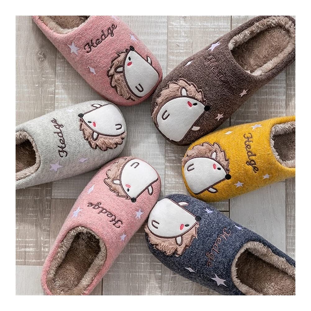 Pantofole in Cotone Autunno e Inverno casa Calda Maschio in Cotone Pantofole del Fumetto Riccio Comodo Maschio Pantofole Casual Comodo Scarpe Femmina (Color : Yellow, Shoe Size : 35-36)