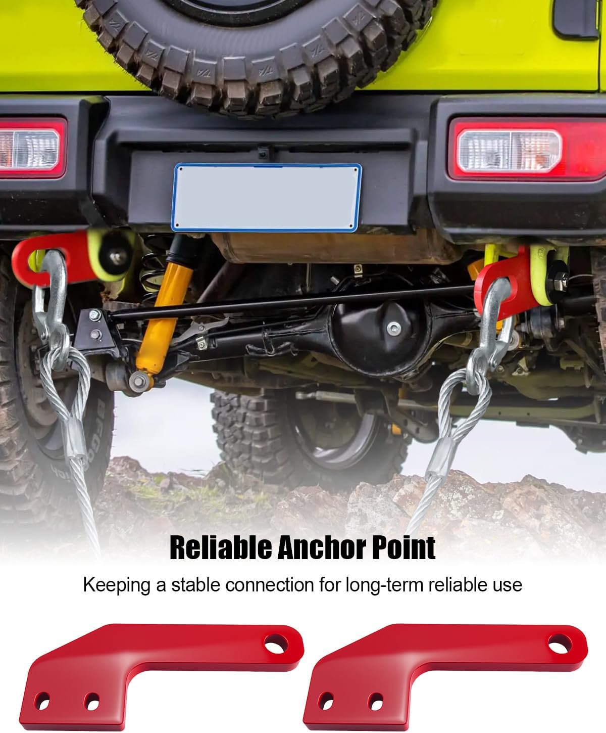 Rear Tow Hooks Fit for Toyota Tacoma 2024-2025, 2PCS Rear Recovery Points, Red Tow Hook