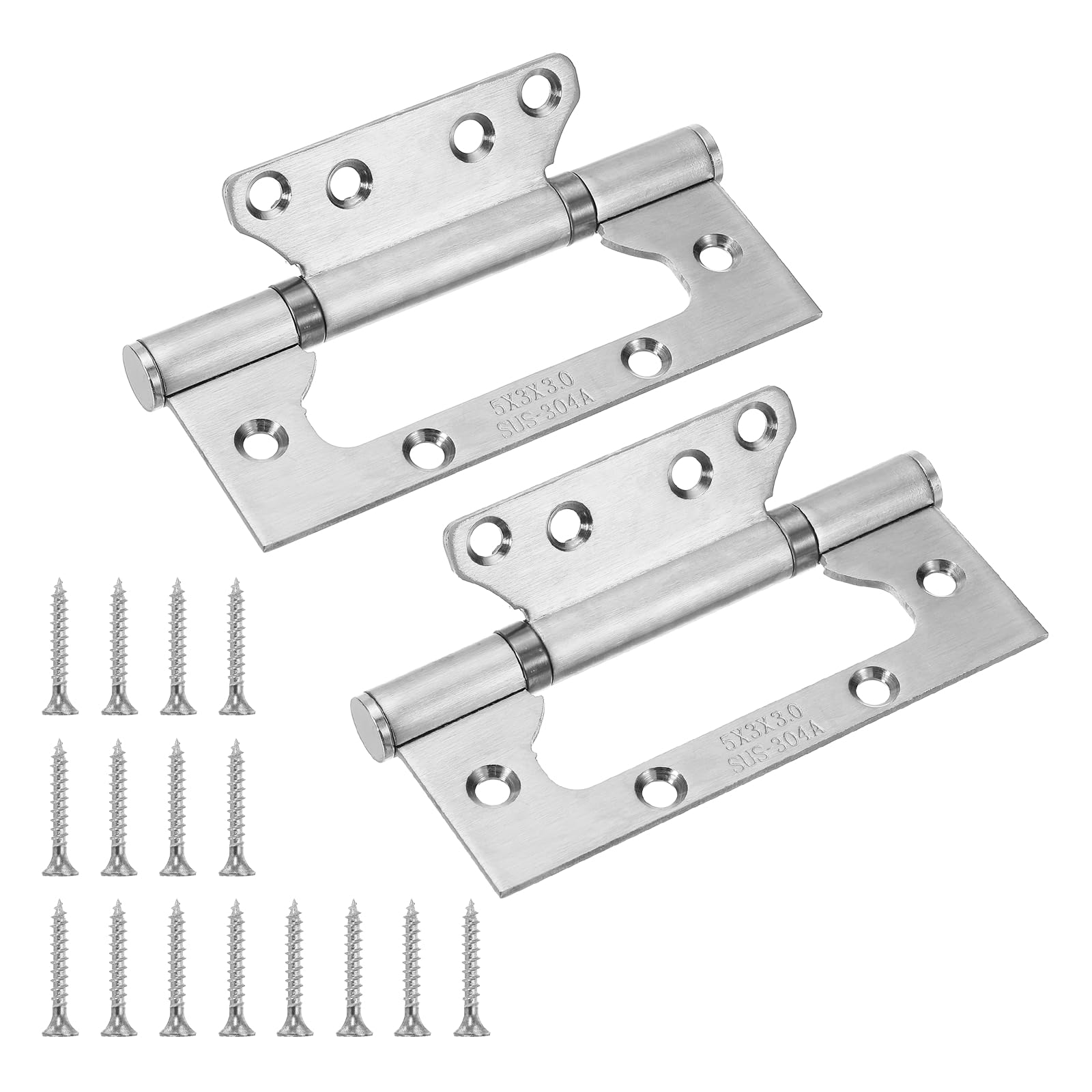 sourcing map 2Pcs Non Mortise Door Hinges, 5" x 2.2" Stainless Steel Hinges with Mounting Screws, Ball Bearing Door Hinges for Interior and Exterior Doors, Wood and Metal Doors, Silver