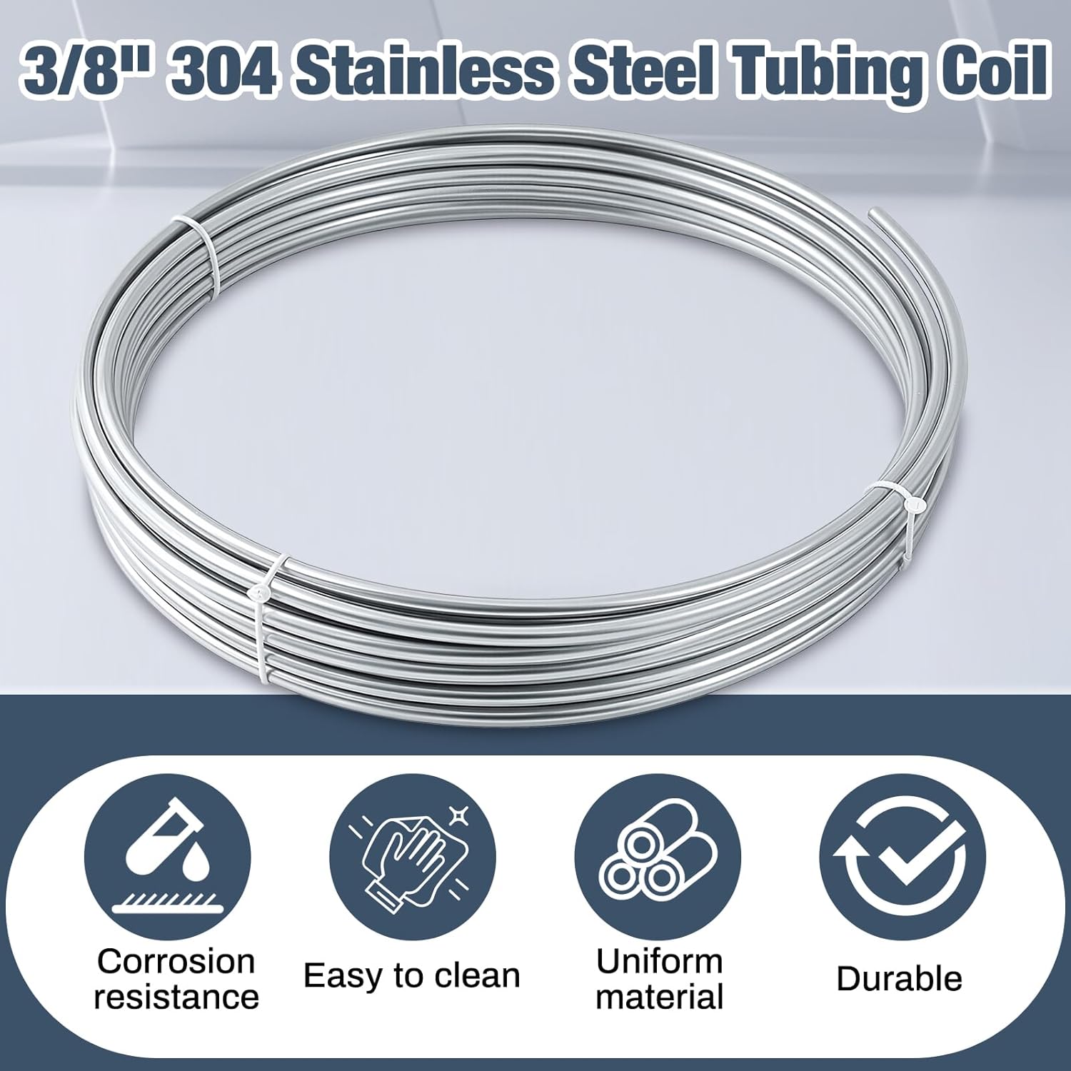 MorningRo 3/8" x 100 ft 304 Stainless Steel Tubing Coil Applied for Making Fuel Pipe Coils, Wort Cooling and Automobile Applications