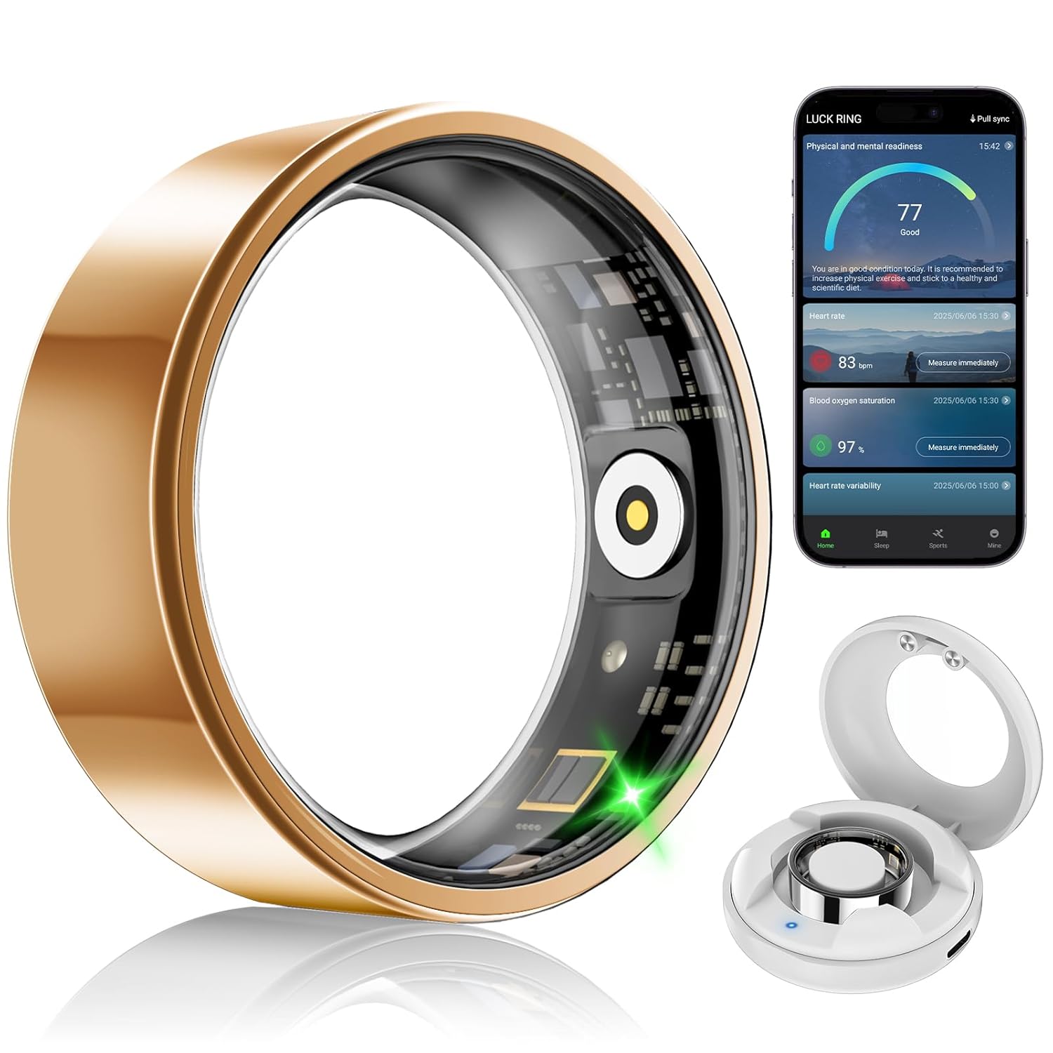 Smart Fitness Ring for Women Men - Activity Health Tracker Ring with Heart Rate Pressure Sleep Steps Blood