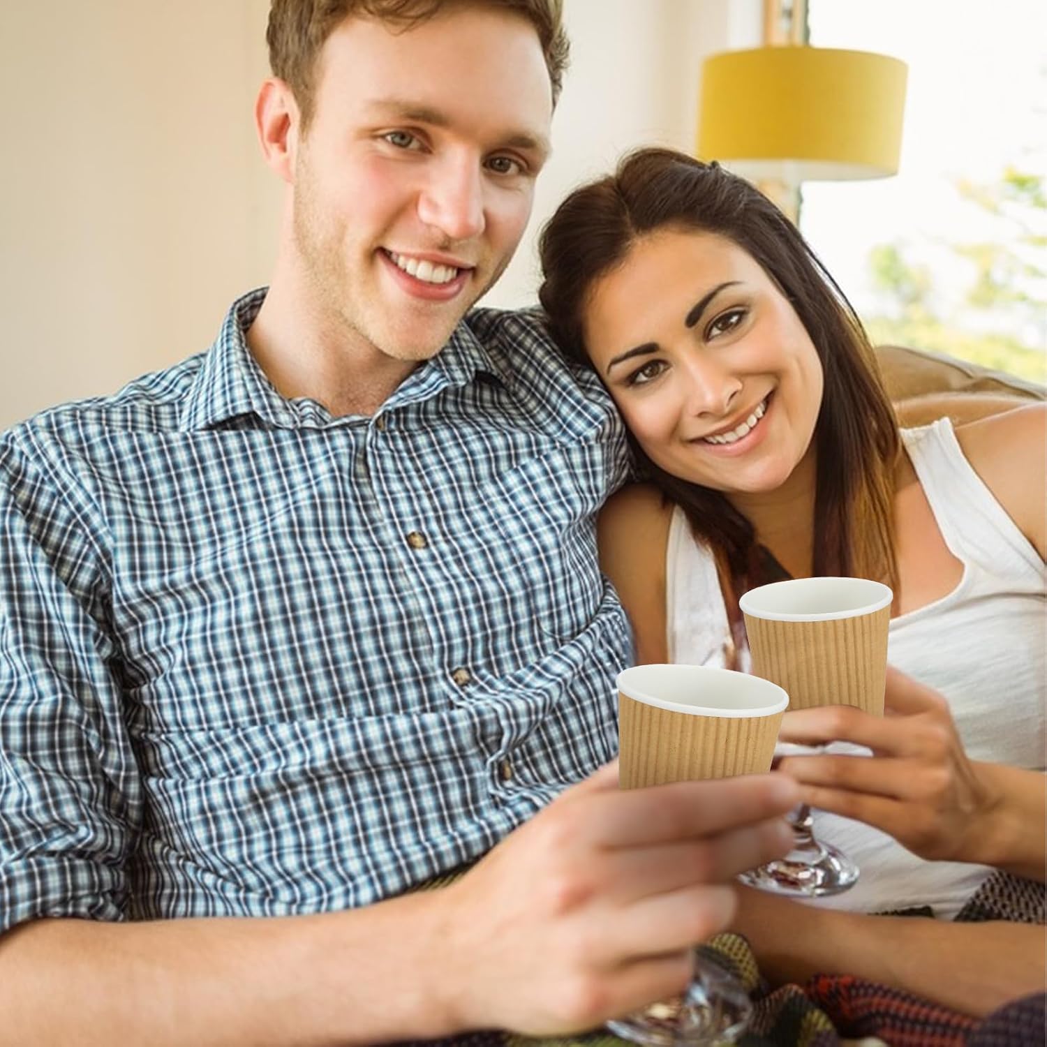 100 Set 4oz Disposable Espresso Cups with Lids, Disposable Coffee Cups with Lids, Ripple Corrugated Paper Coffee Insulated Hot Ripple Cup for hot Chocolate, Tea, and Cocoa Drinks