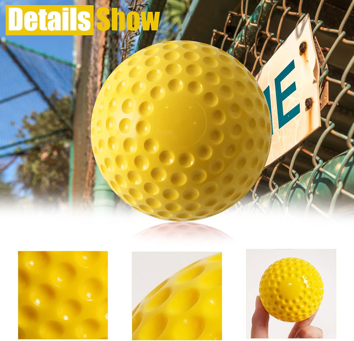12 Pcs Yellow Dimpled Softballs, 12-Inch Pitching Machine Ball Softballs for Indoor/Outdoor, Hitting and Fielding Practice Foam Sport