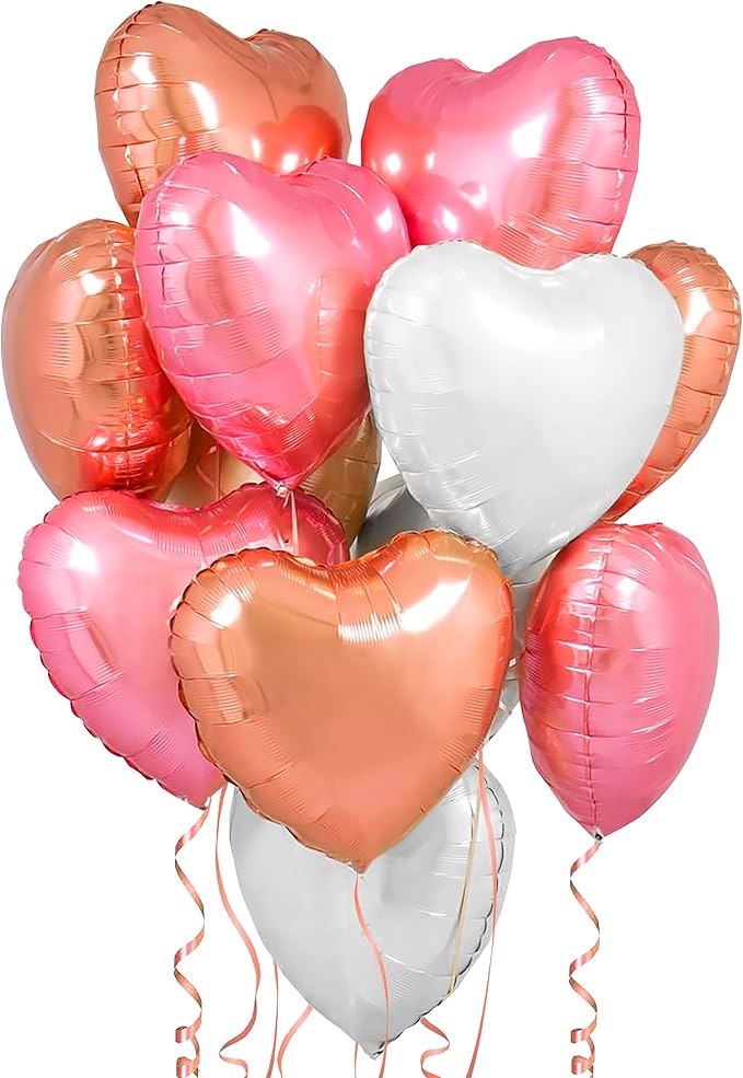 Rose Gold and Pink Heart Balloons