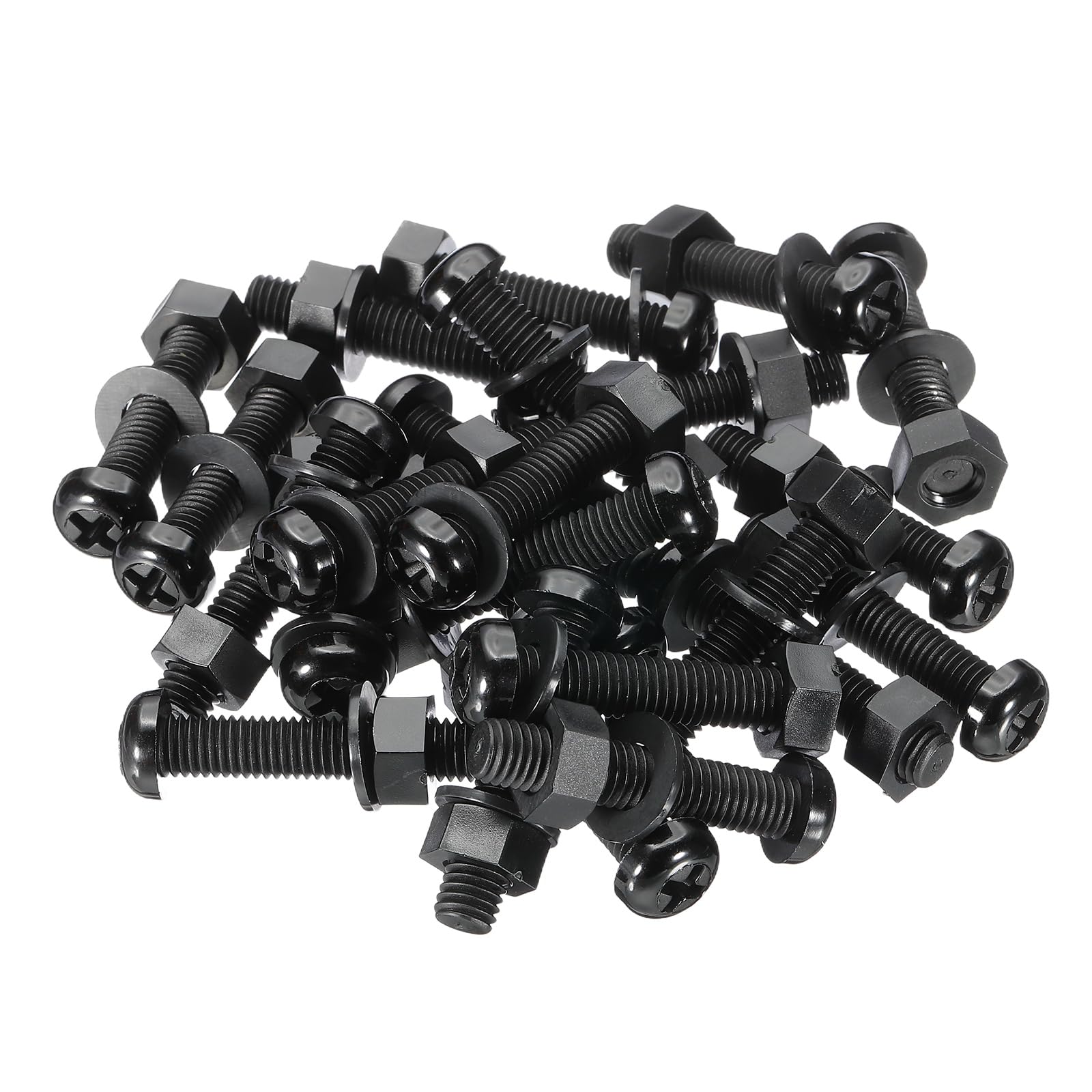 PATIKIL M8x40mm Black Nylon Bolts Plastic Nuts Full Thread Head Screws, 24 Pcs, M8*40mm