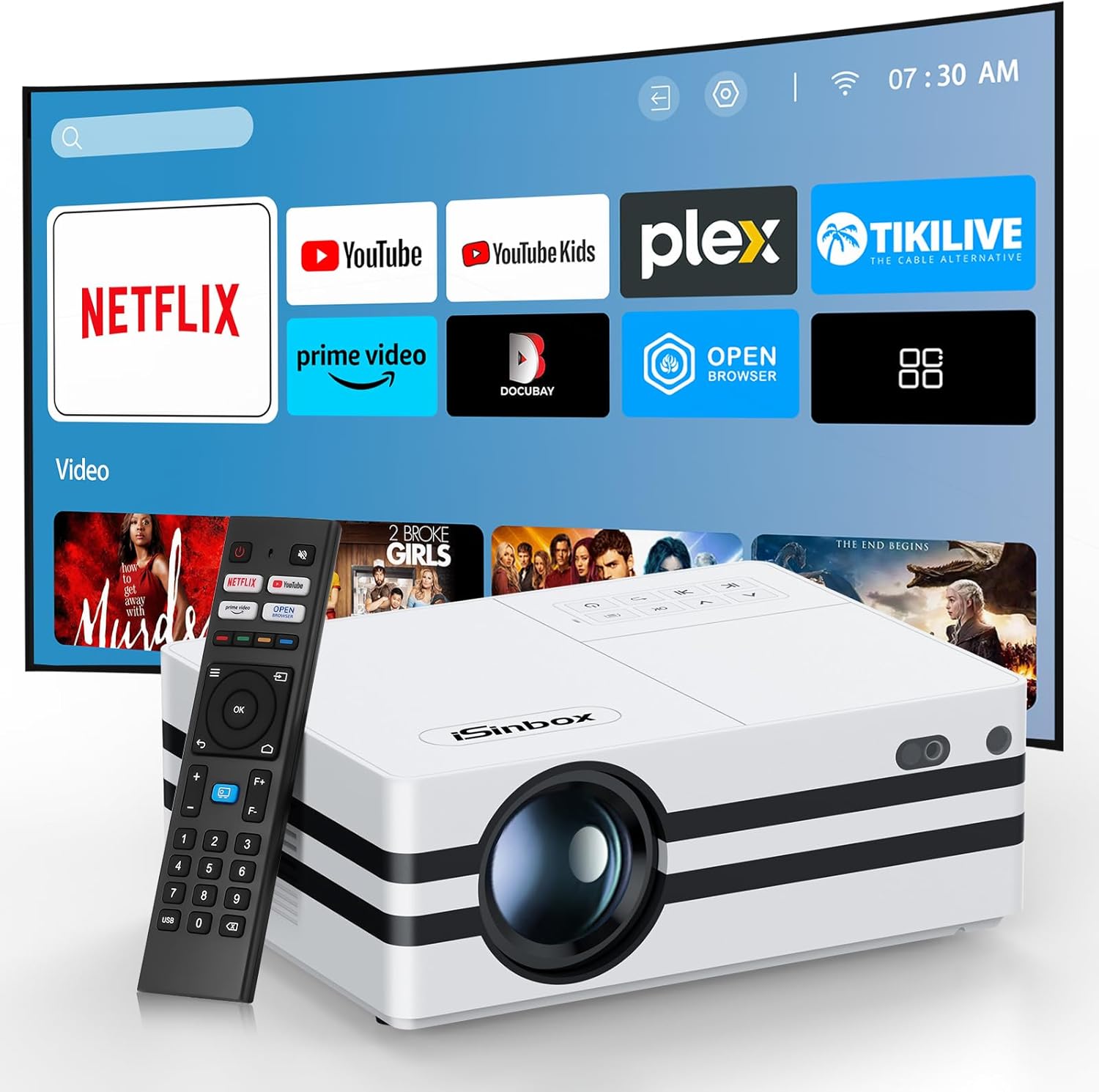 Netflix Officially-Licensed Auto Focus Movie Projector with WiFi and ...