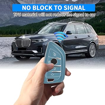 QBUC for BMW Key Fob Cover with Leather Keychain