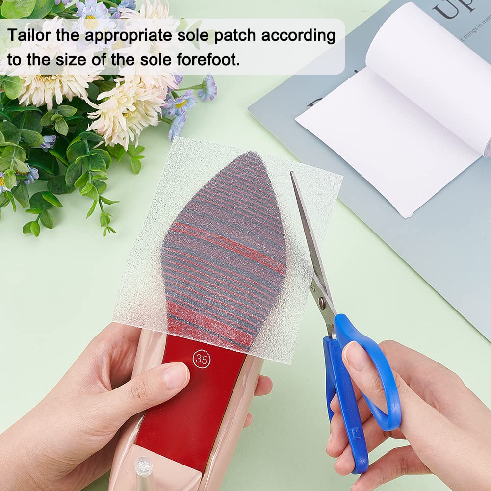 PandaHall 5 paar schoenen hielbeschermer, 5 maten witte antislip rubberen schoenen pad grip zelfklevende zool sleeppad reparatieplaten