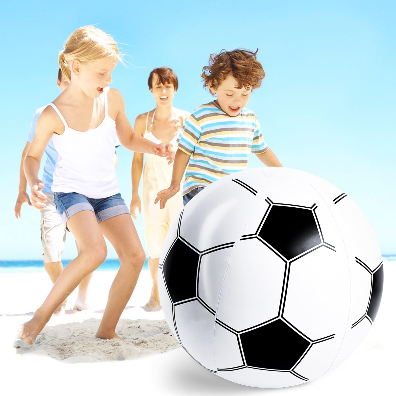Pelota de playa de fútbol, pelota de fútbol inflable de 27 pulgadas para piscina de verano, juguete de juego de playa 6