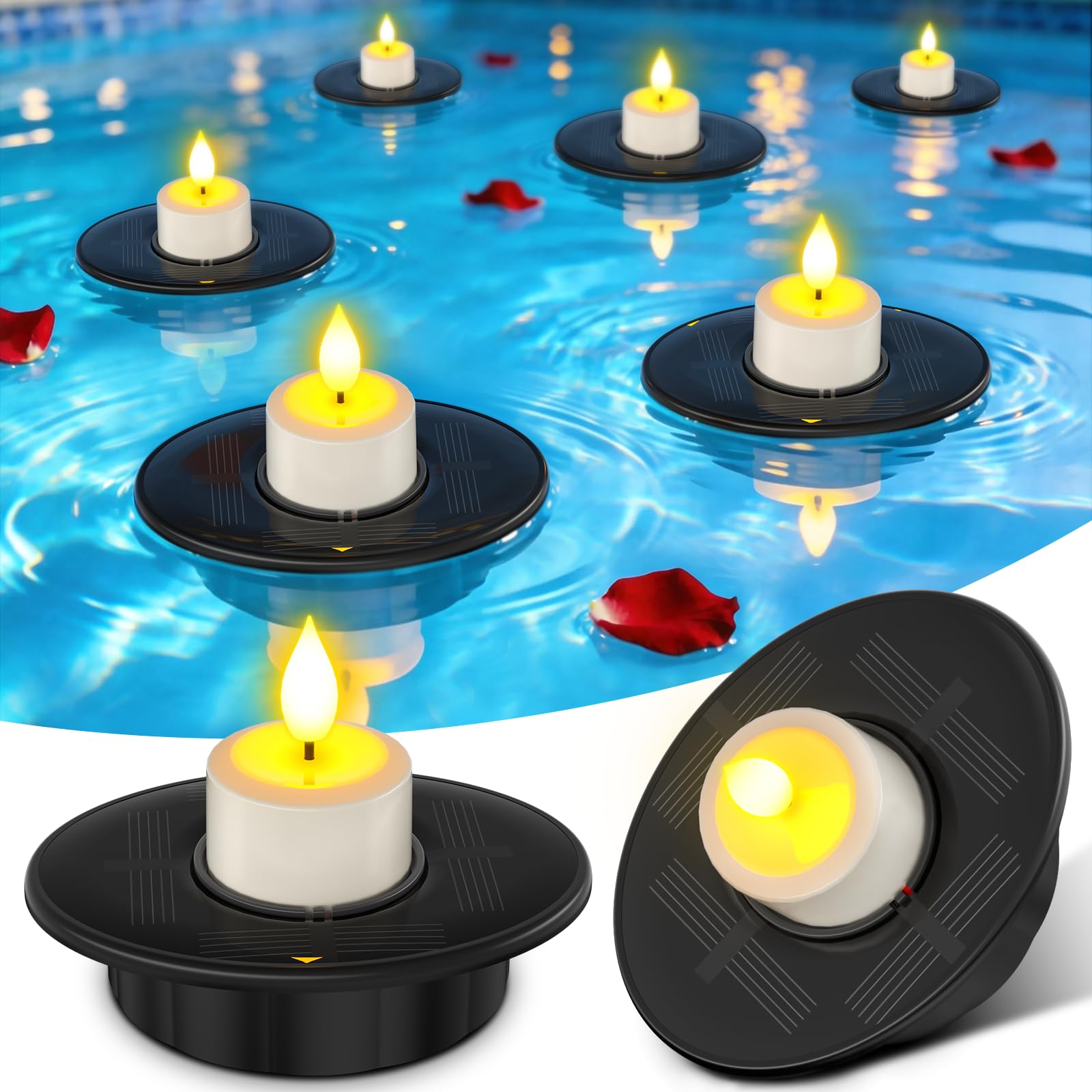 Ymenow 2pcs Solar Floating Pool Lights for Hot Tub Pond Decor