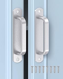 5.7 Inch Sliding Barn Door Handle - Aluminum Hardware Cabinet Pull Handles for Drawer, Closet, Shower/Glass/Shed/Kitchen/Garage Gate Doors with Screws (2, Silver)