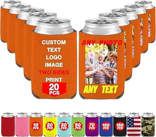 Miniatura 1 de Funda para enfriadores de cerveza personalizada, 20 unidades, a granel, con aislamiento, para botellas, con imagen, logotipo, texto para fiestas,