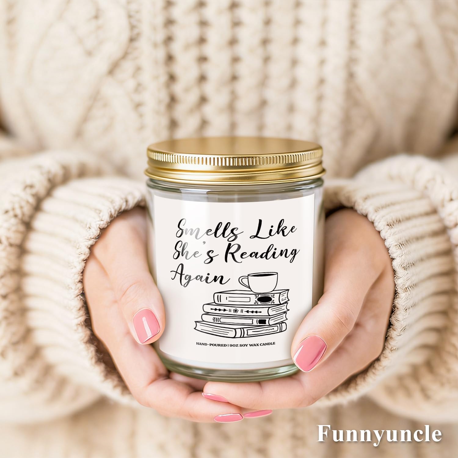 Funnyuncle Book Lover Gifts, Bookish Candle for Women, Teacher, Readers, Bookworm, Librarian, Dark Romance Decor 9oz Lavender Scented Soy Wax Candle Gifts for Mother's Day Birthday Christmas