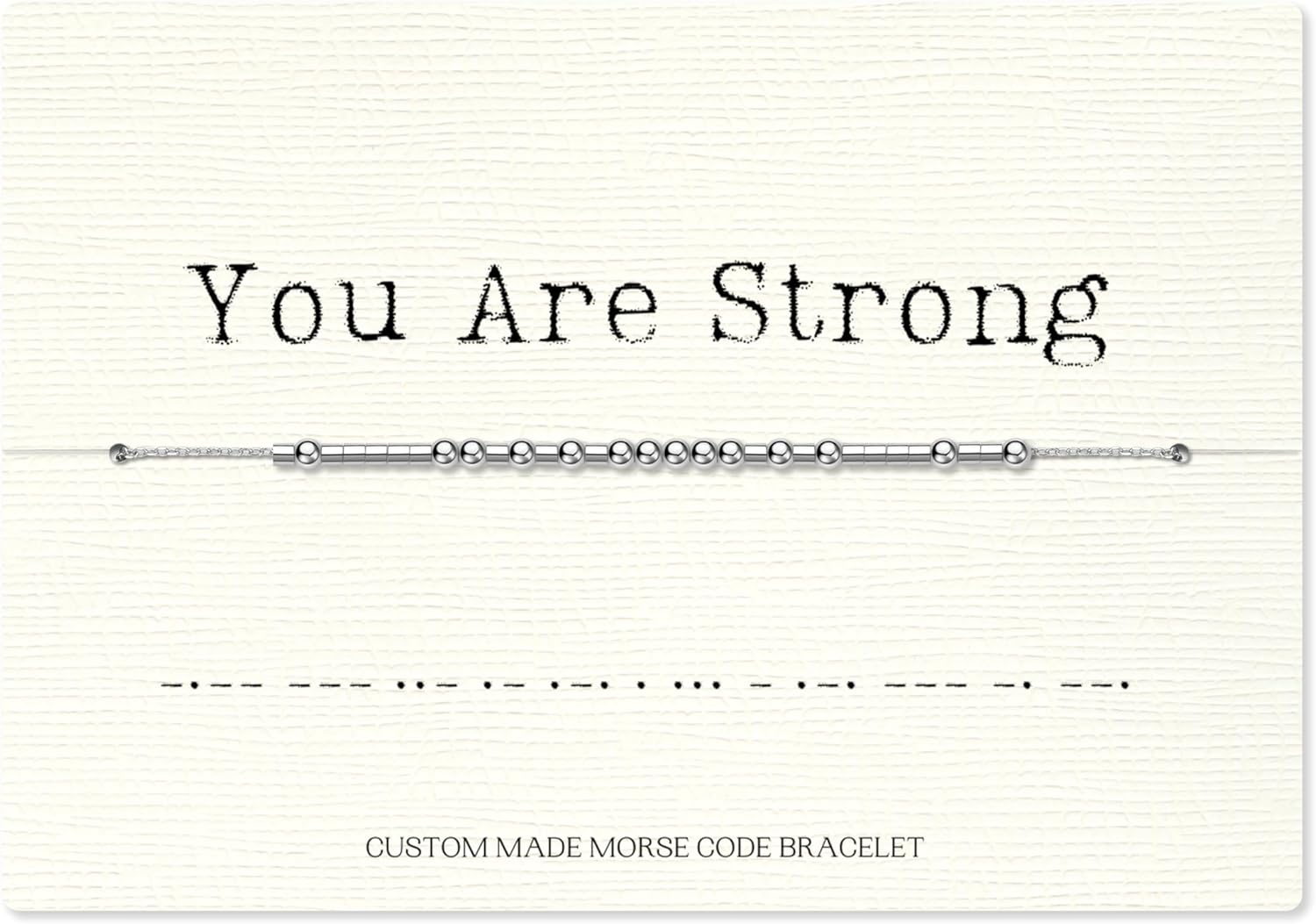 Loved Creations Morse Code Bracelets, Strength Inspirational Morris Code Bracelet for Women, 925 Sterling Silver Blessed Jewelry Gifts for Women Men