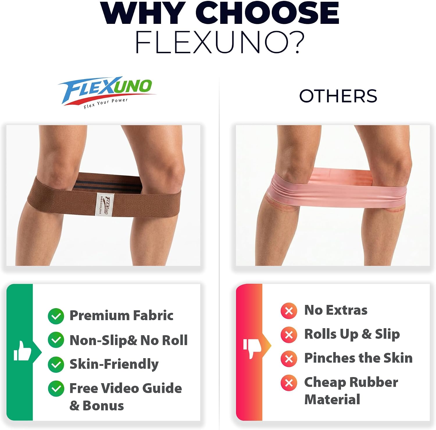 HABBY Sport Fabric Resistance Bands Set of 4 - Non-Slip Thick Fabric Booty Workout Loop Bands for Legs, Glutes, Home Gym, Physical Therapy, Strength Training - Unisex - FLEXUNO