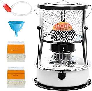 Indoor Kerosene Stove 4.5L Kerosene Heater 2 in 1 Portable Kerosene Heater for Camping Tent Heater Kitchen with Auto Shut Off and 3 Wicks (White)