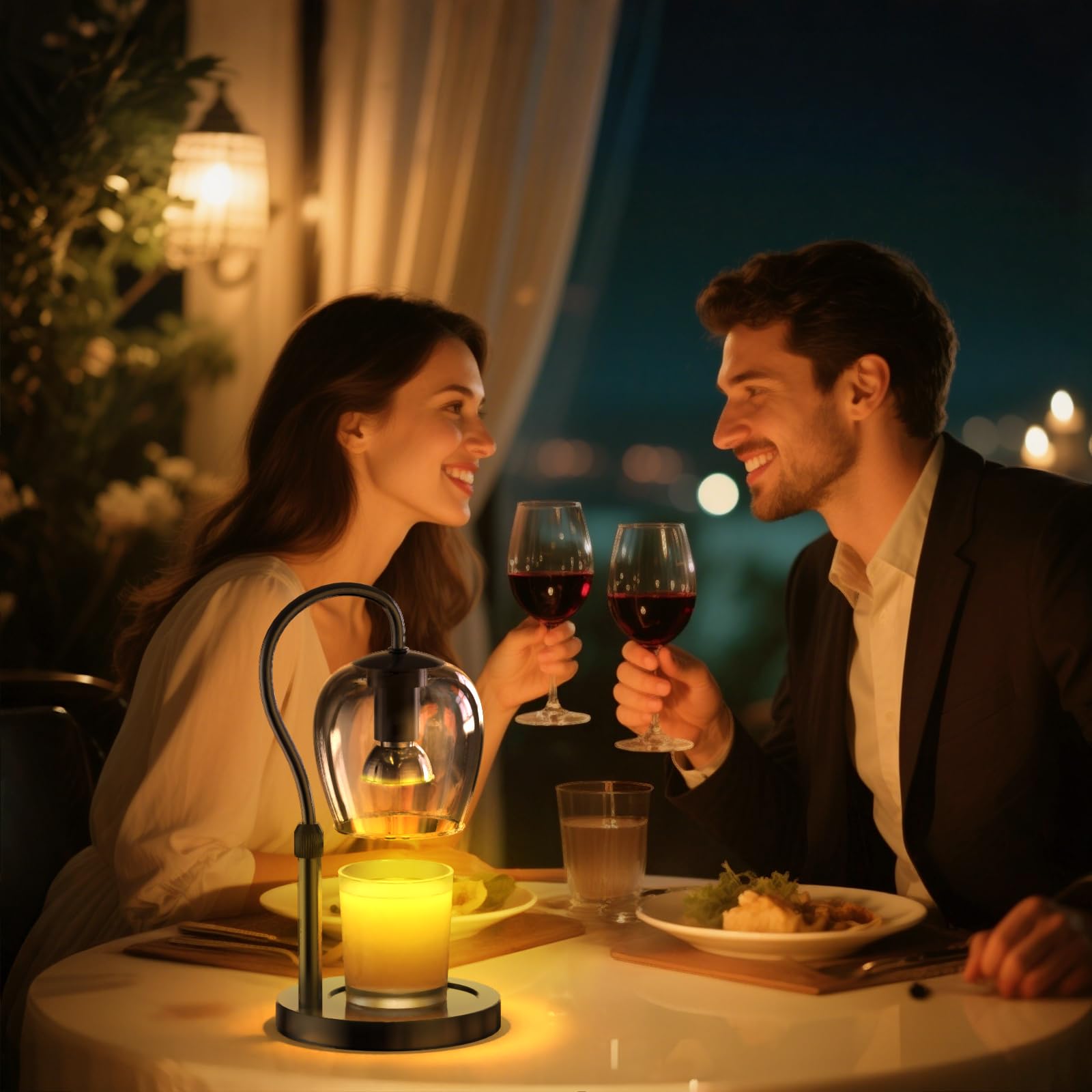 Lampe chauffe-bougie Design noire avec bougie parfumée | Les lumières d'Aria Lampe chauffe-bougie Design noire avec bougie parfumée | Les lumières d'Aria