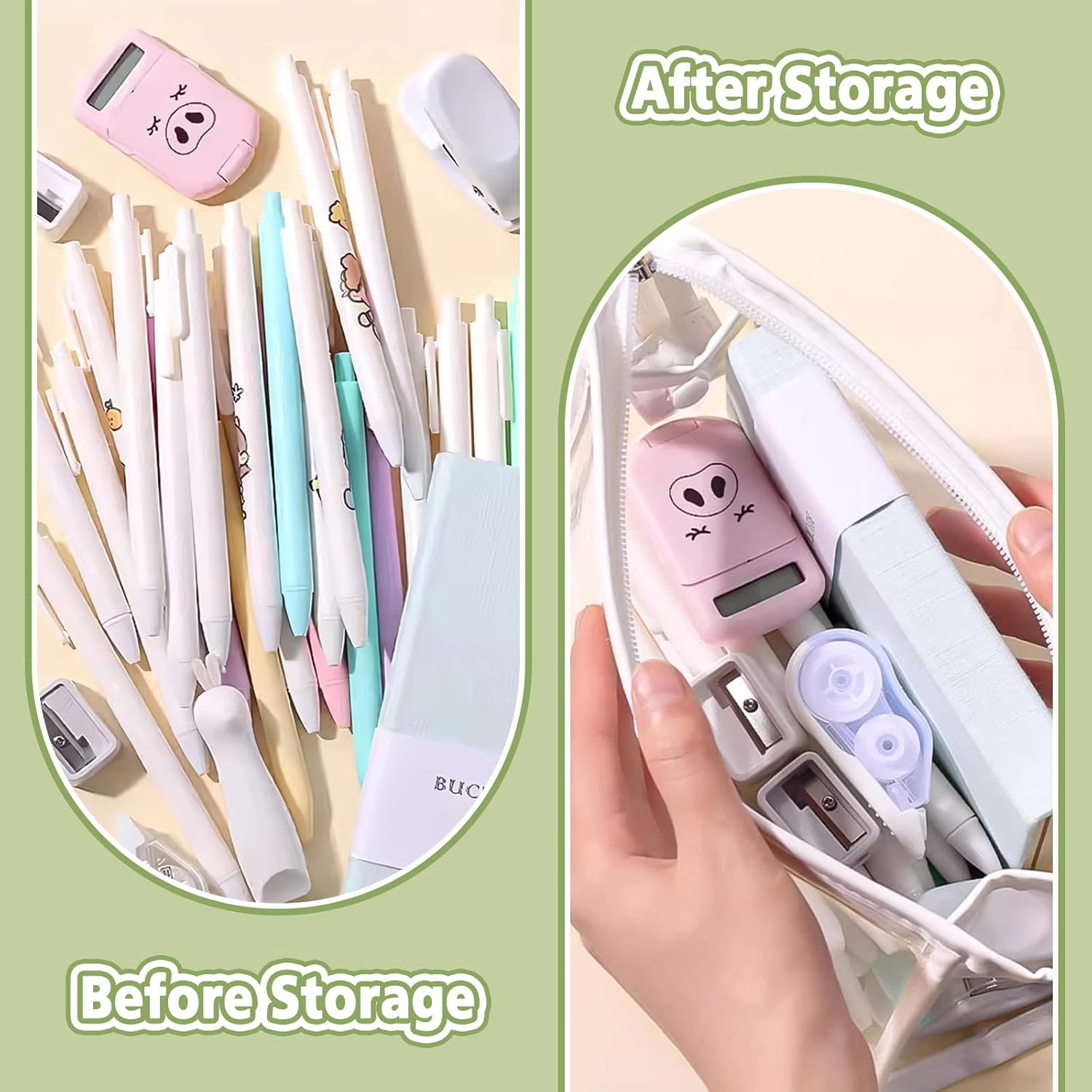 6 Pcs Clear Pencil Pounch Pen Case, Plastic Marker Pouches with Zipper, Waterproof Travel Toiletry Cosmetic Makeup Bag, Multifonction Stationery Organizer for Students Adults Teen