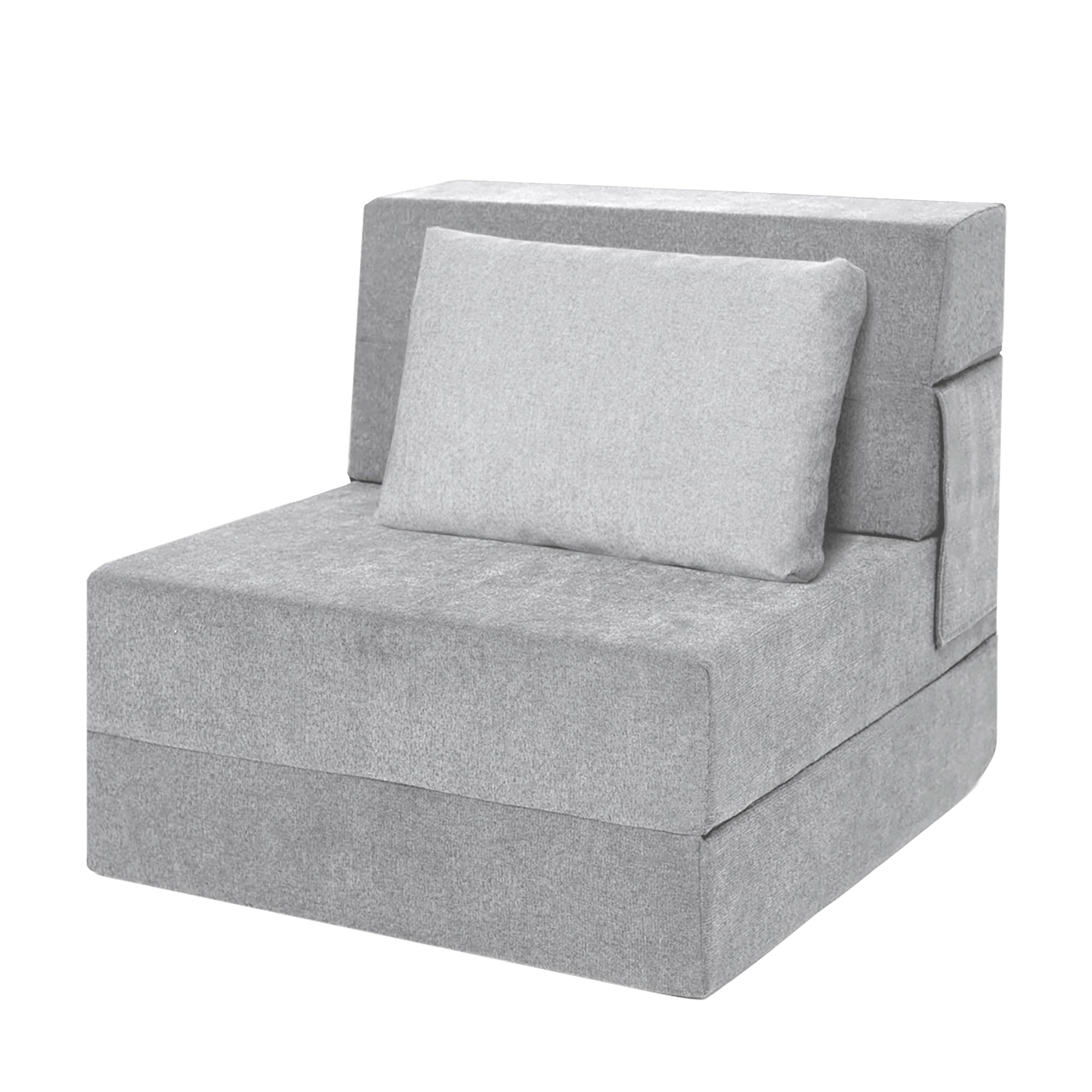 Ressainic Sofa Bed Foldable Mattress ，Folding Sleeper Sofa Chair Bed Floor Mattress with Pillow for Living Room Home Office (Light Gray, Single)