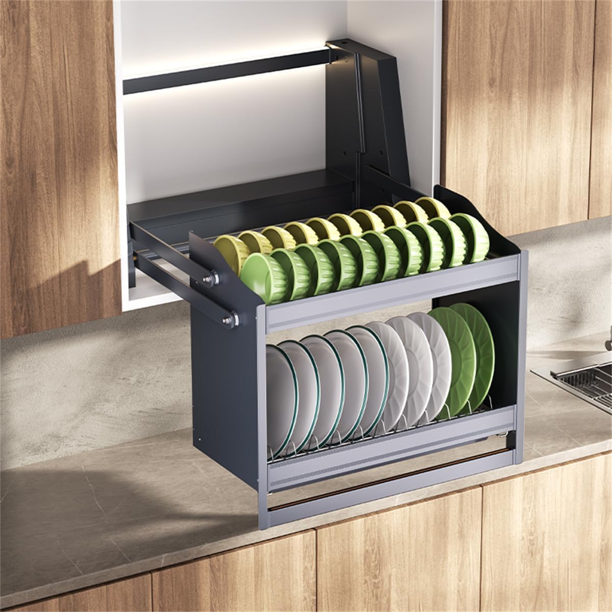 Motorized Pull Down Cabinet Organizer Basket TSWA-900