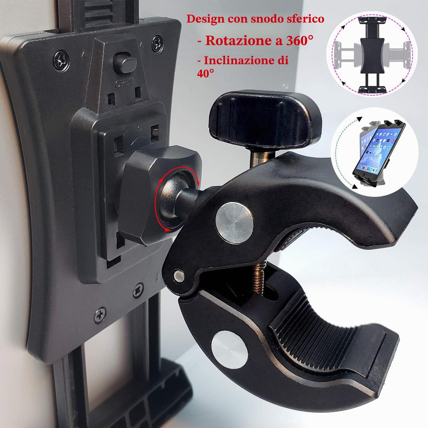 Supporto Per Tablet K&M 19743 In Plastica Bio, Inclinabile, Si Monta Su Asta Microfono, Compatibile Con Supporto Per Tablet K&M 19743 In Plastica Bio, Inclinabile, Si Monta Su Asta Microfono, Compatibile Con