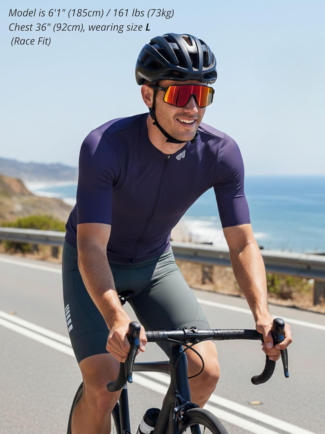 Wulibike Men's Cycling Jersey Short Sleeve - Slim Fit - Breathable Bike Shirt for Lean & Lightweight Cyclists (Runs Small)