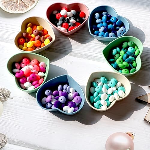 Miniatura 4 de Cuentas de silicona de lentejas, 150 cuentas focales de 0.472 pulgadas, cuentas de silicona de colores mixtos para bolígrafos, cuentas de goma