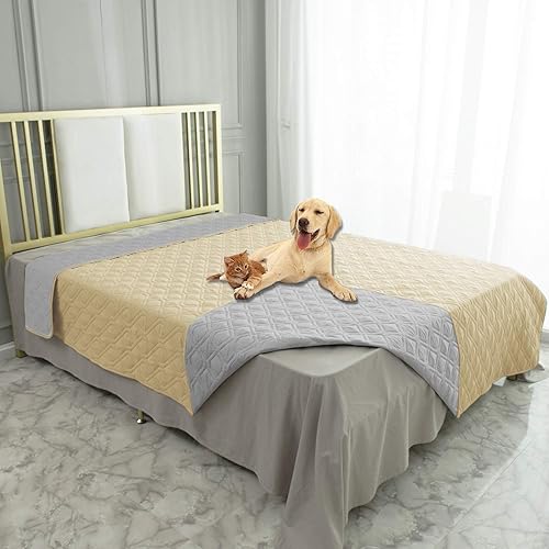 Ameritex Funda impermeable para cama de perro, manta para mascotas, para muebles, cama, sofá reversible