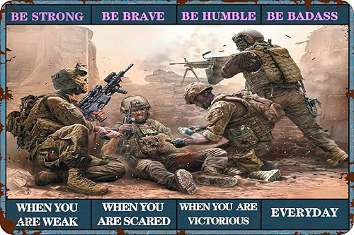 Cartel de hojalata vintage para pared, cartel inspirador de la serie de fanáticos militaressoldado militar, decoración de vacaciones, decoración de