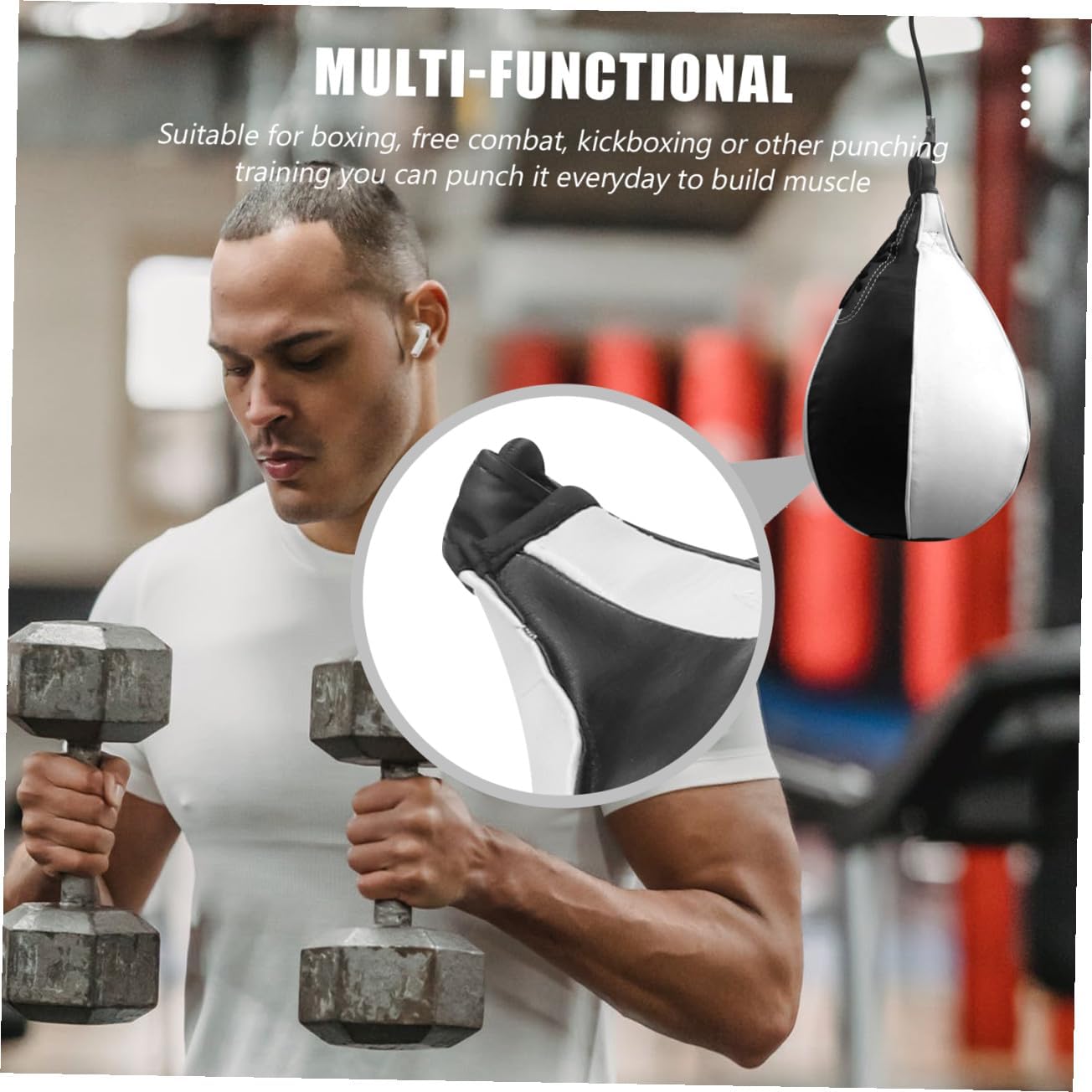 Generic Hanging Punching Bag Leather Boxing Ball Double End Speed Bag for Home and Gym